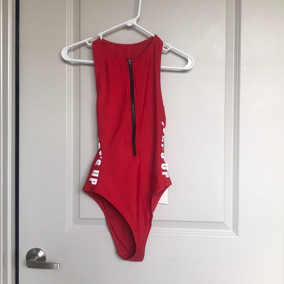 Forever 21 Other - Red One Piece Swimsuit Zip Up Baywatch Surf